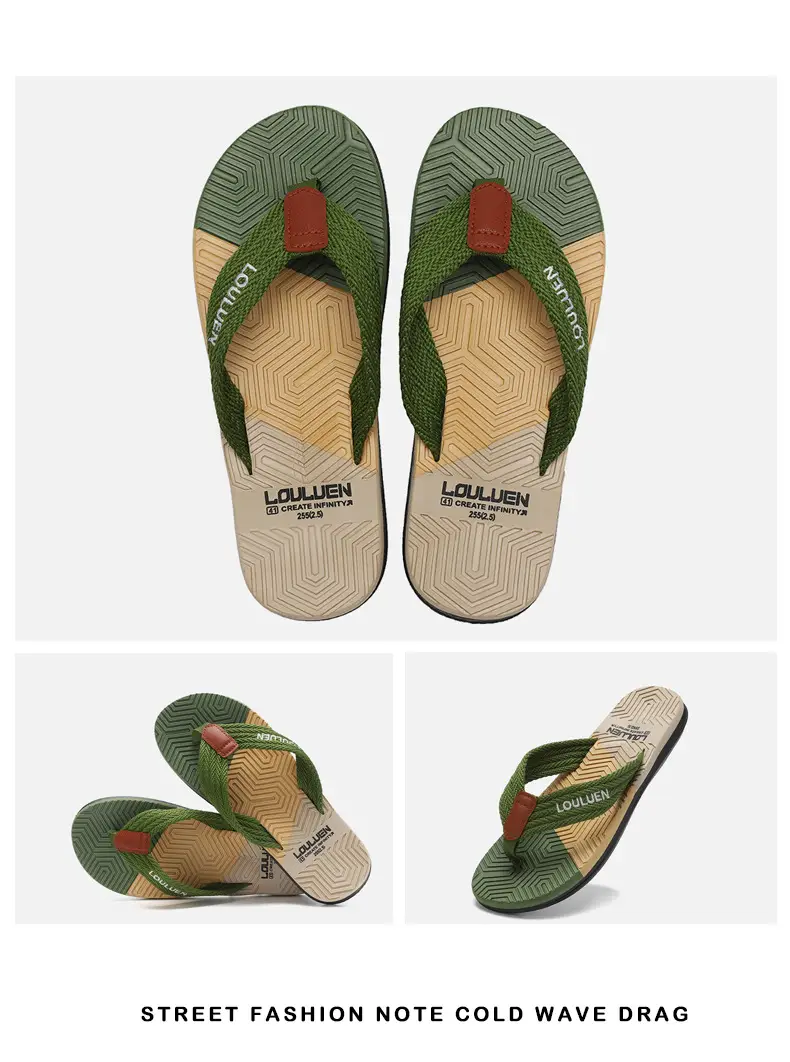 Men's High-End Non-Slip Flip Flops Navy Orange — feature 17