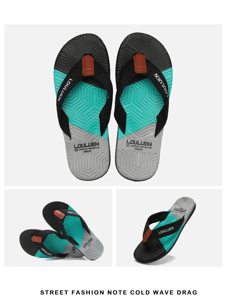 Men's High-End Non-Slip Flip Flops Navy Orange — feature 18