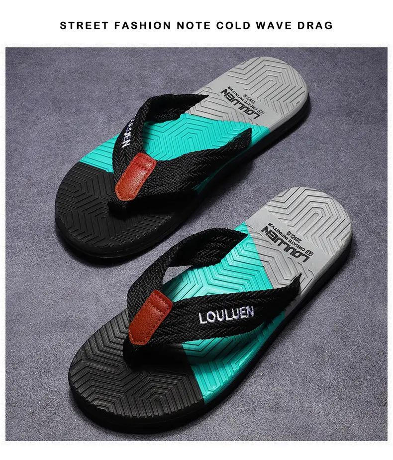 Men's High-End Non-Slip Flip Flops Navy Orange — feature 6
