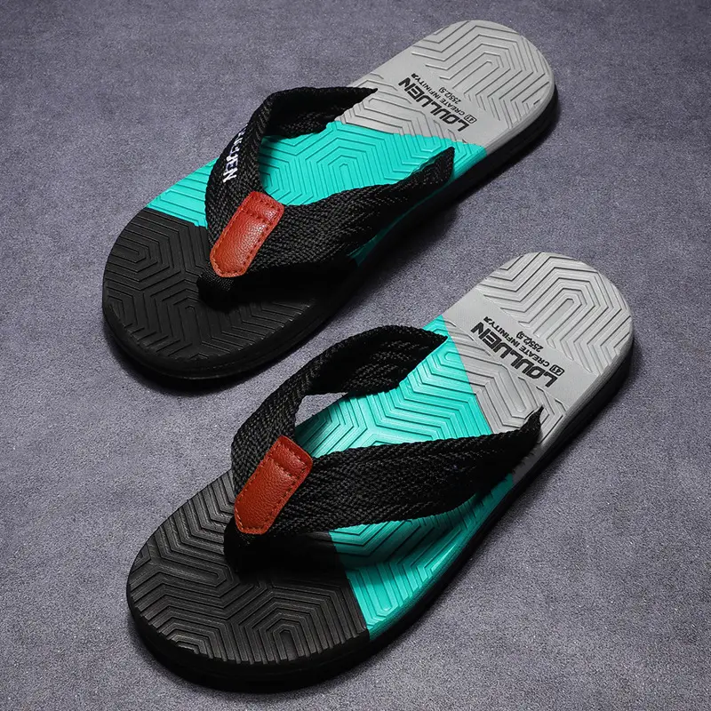 Men's High-End Non-Slip Flip Flops Navy Orange