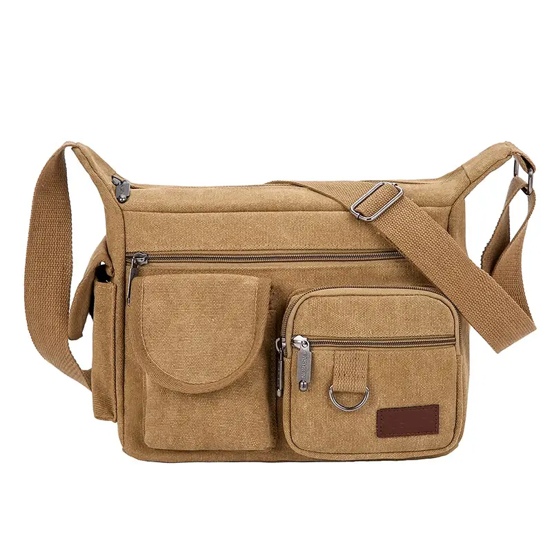 Men's Canvas Shoulder Bag Large Capacity Crossbody Travel Bag - Image 3