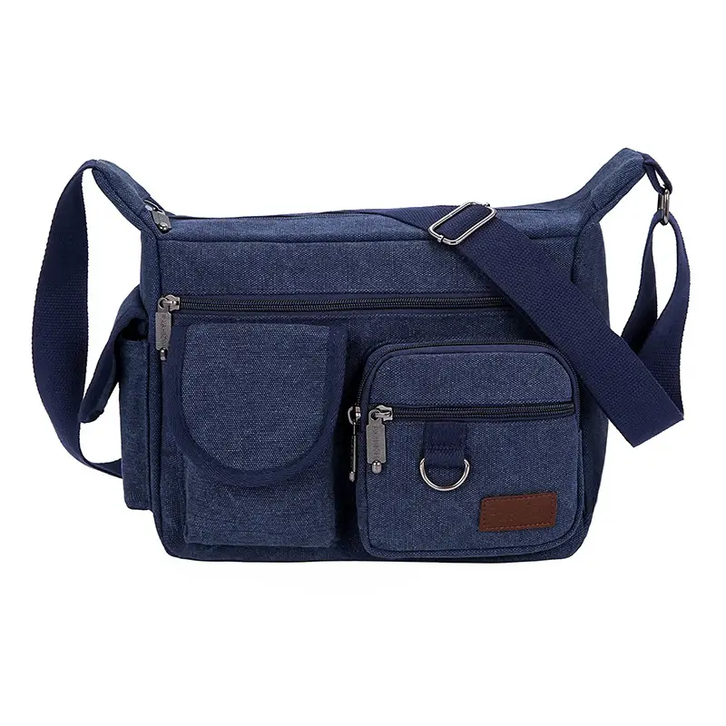 Men's Canvas Shoulder Bag Large Capacity Crossbody Travel Bag - Image 4