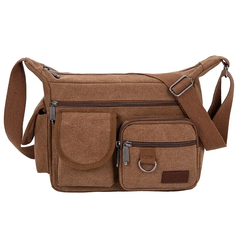Men's Canvas Shoulder Bag Large Capacity Crossbody Travel Bag - Image 5