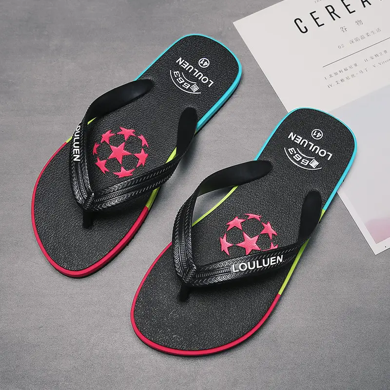 Lu Lu'an Men's Rainbow Flip Flops Summer Non-Slip