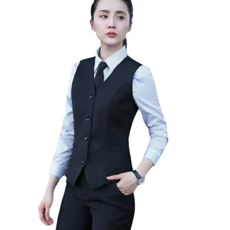 2024 Korean Style Women's Navy Blue Vest Suit - Image 6