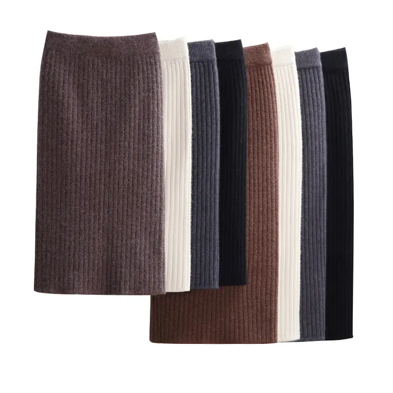 Women's Wool Split Knitted Skirt Mid-length Autumn Winter - Image 5