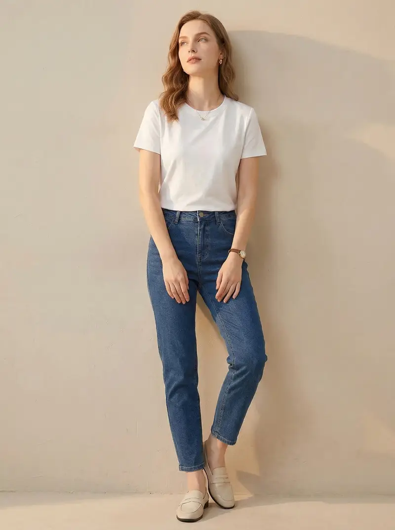 2026 High-End 190g High-Count Double-Sided Liquid Ammonia Mercerized Cotton T-Shirt for Women, Summer Short-Sleeved Pure Cotton Versatile White Round-Neck T-Shirt — feature 19
