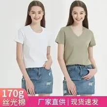 2026 High-End 190g High-Count Double-Sided Liquid Ammonia Mercerized Cotton T-Shirt for Women, Summer Short-Sleeved Pure Cotton Versatile White Round-Neck T-Shirt — feature 2