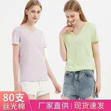 2026 High-End 190g High-Count Double-Sided Liquid Ammonia Mercerized Cotton T-Shirt for Women, Summer Short-Sleeved Pure Cotton Versatile White Round-Neck T-Shirt — feature 3