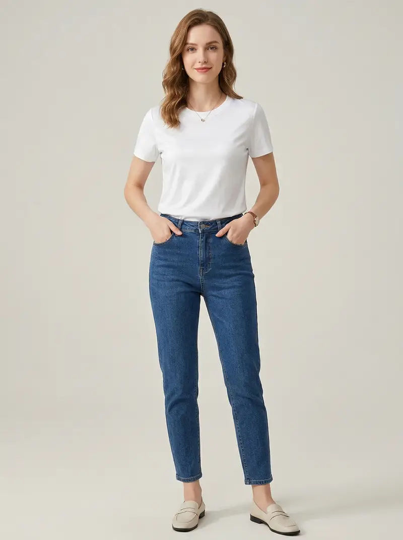 2026 High-End 190g High-Count Double-Sided Liquid Ammonia Mercerized Cotton T-Shirt for Women, Summer Short-Sleeved Pure Cotton Versatile White Round-Neck T-Shirt — feature 41