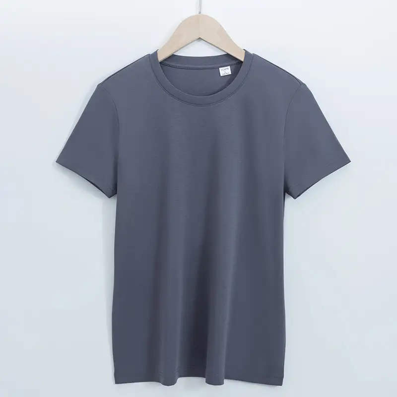 2026 High-End 190g High-Count Double-Sided Liquid Ammonia Mercerized Cotton T-Shirt for Women, Summer Short-Sleeved Pure Cotton Versatile White Round-Neck T-Shirt
