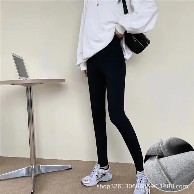 Women Fleece-Lined High-Waisted Leggings Winter Warm Slimming - Image 4