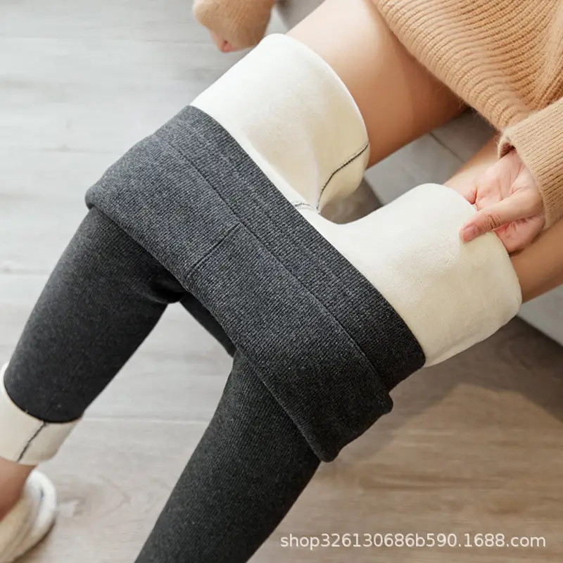 Women Fleece-Lined High-Waisted Leggings Winter Warm Slimming - Image 8