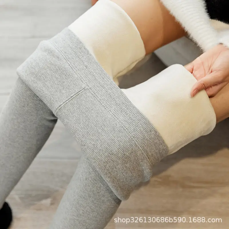 Women Fleece-Lined High-Waisted Leggings Winter Warm Slimming - Image 9