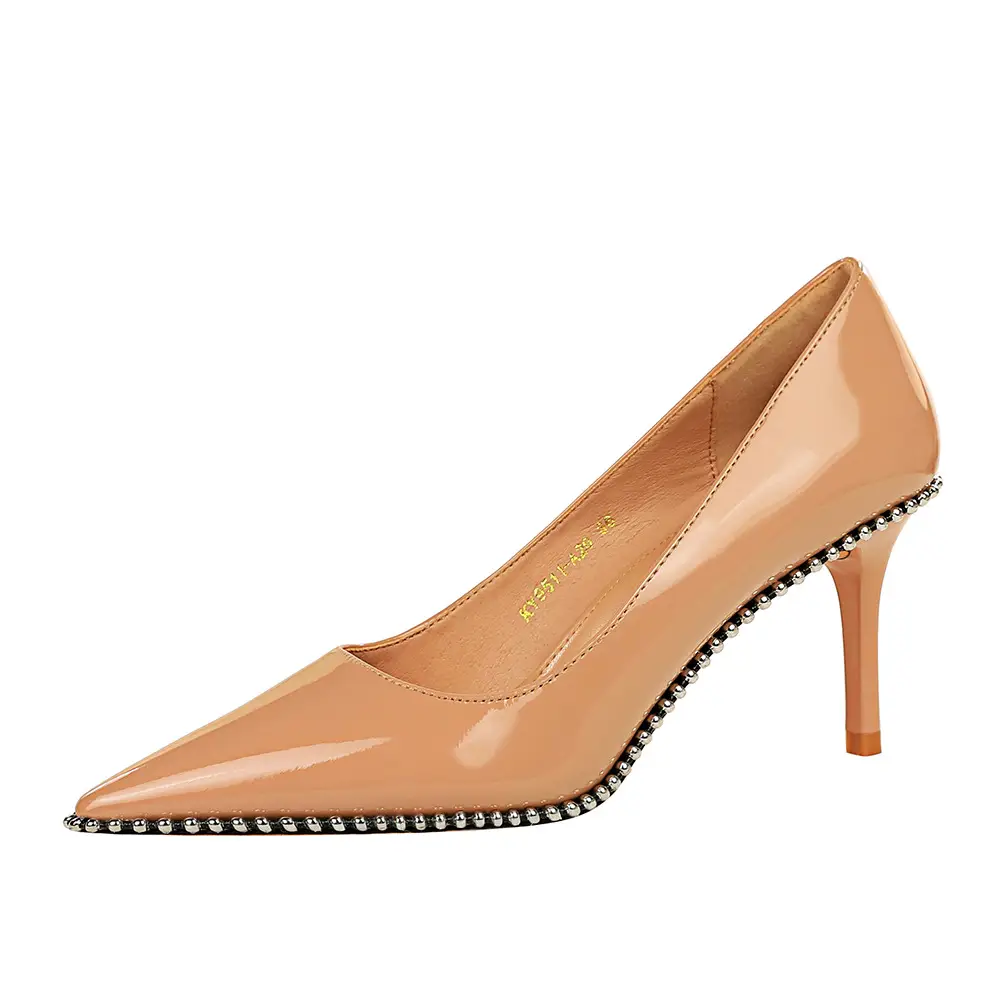 Beige Pointed Heel Women's Sandals