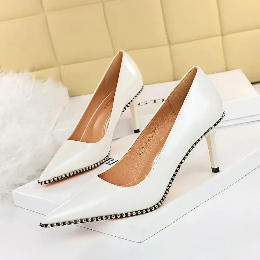 Beige Pointed Heel Women's Sandals