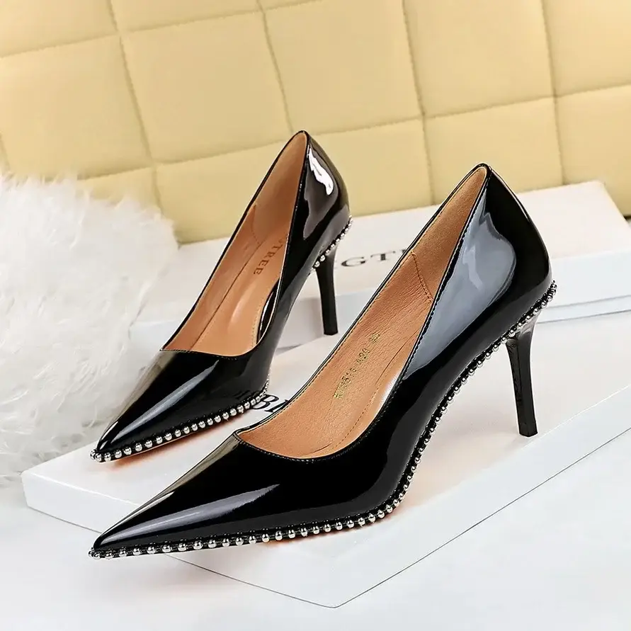 Beige Pointed Heel Women's Sandals