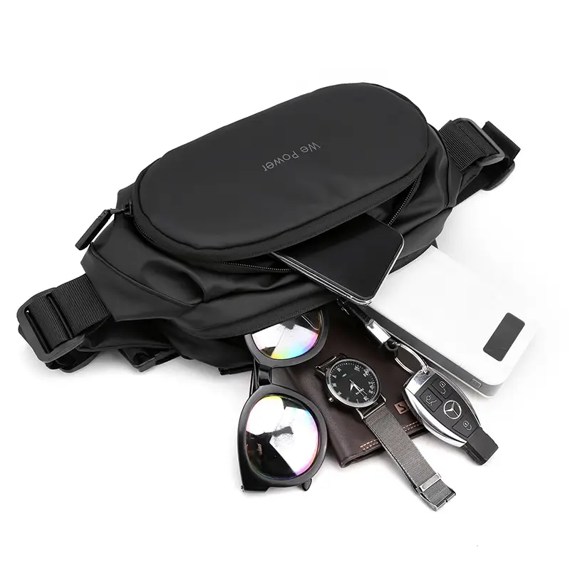 Men's Black Crossbody Shoulder Bag with Card Holder - Image 6
