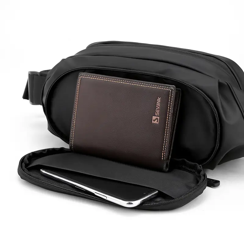 Men's Black Crossbody Shoulder Bag with Card Holder - Image 7