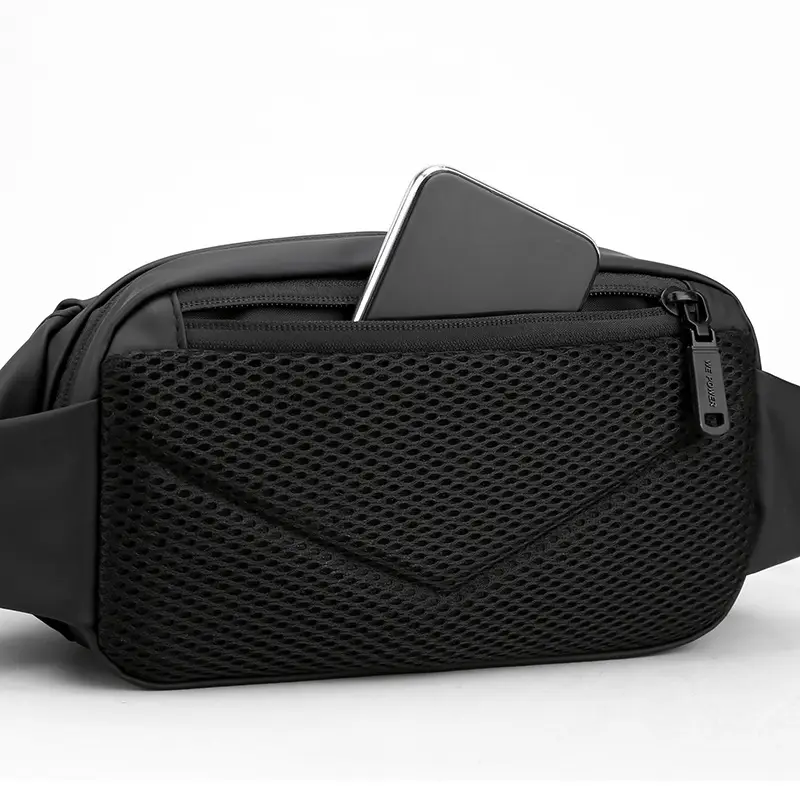 Men's Black Crossbody Shoulder Bag with Card Holder - Image 8