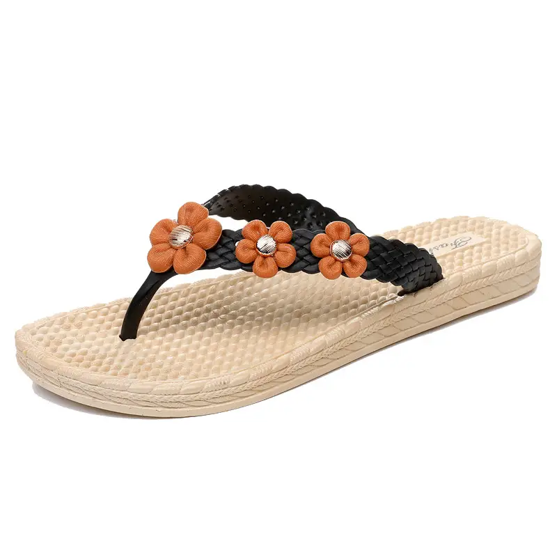 Women's Green Butterfly Flat Sandals Summer Flip Flops