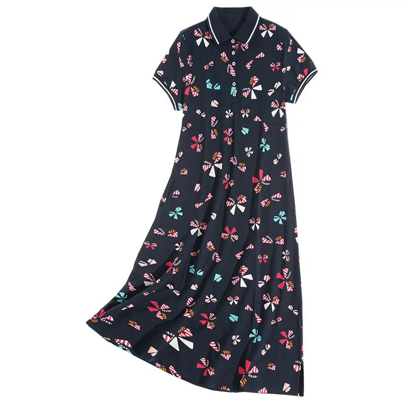 Women's Butterfly Polo Lapel Midi Dress Large - Image 6