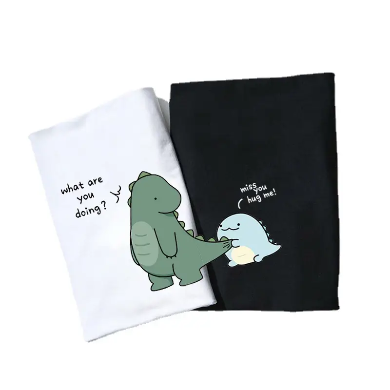 Women Short Sleeve T-Shirt White Green Dinosaur Graphic
