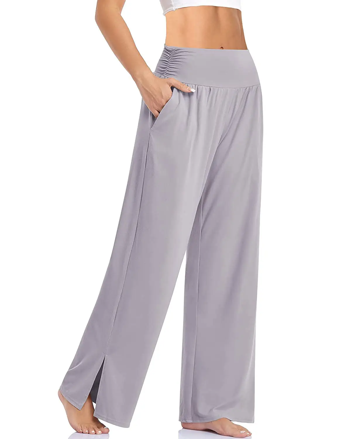 Women's Wide Leg Casual Pants Brown Loose Yoga Sports Home Pajama - Image 5