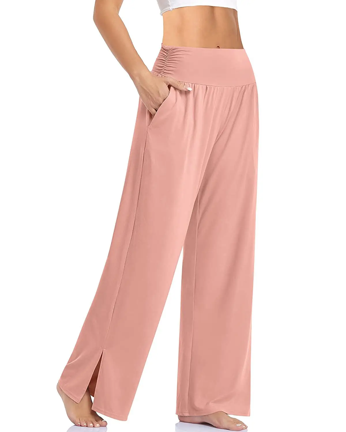 Women's Wide Leg Casual Pants Brown Loose Yoga Sports Home Pajama - Image 6