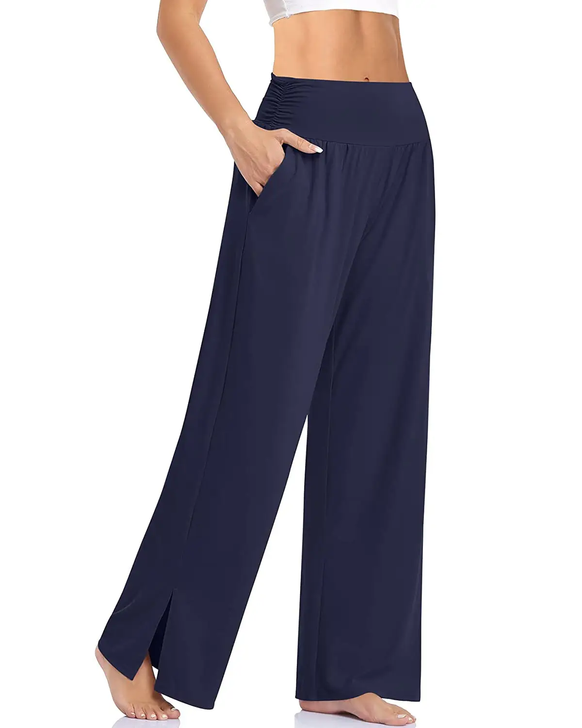 Women's Wide Leg Casual Pants Brown Loose Yoga Sports Home Pajama - Image 7