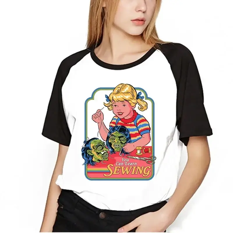 Women Red T-Shirt with "SEWING" Graphic - Image 12