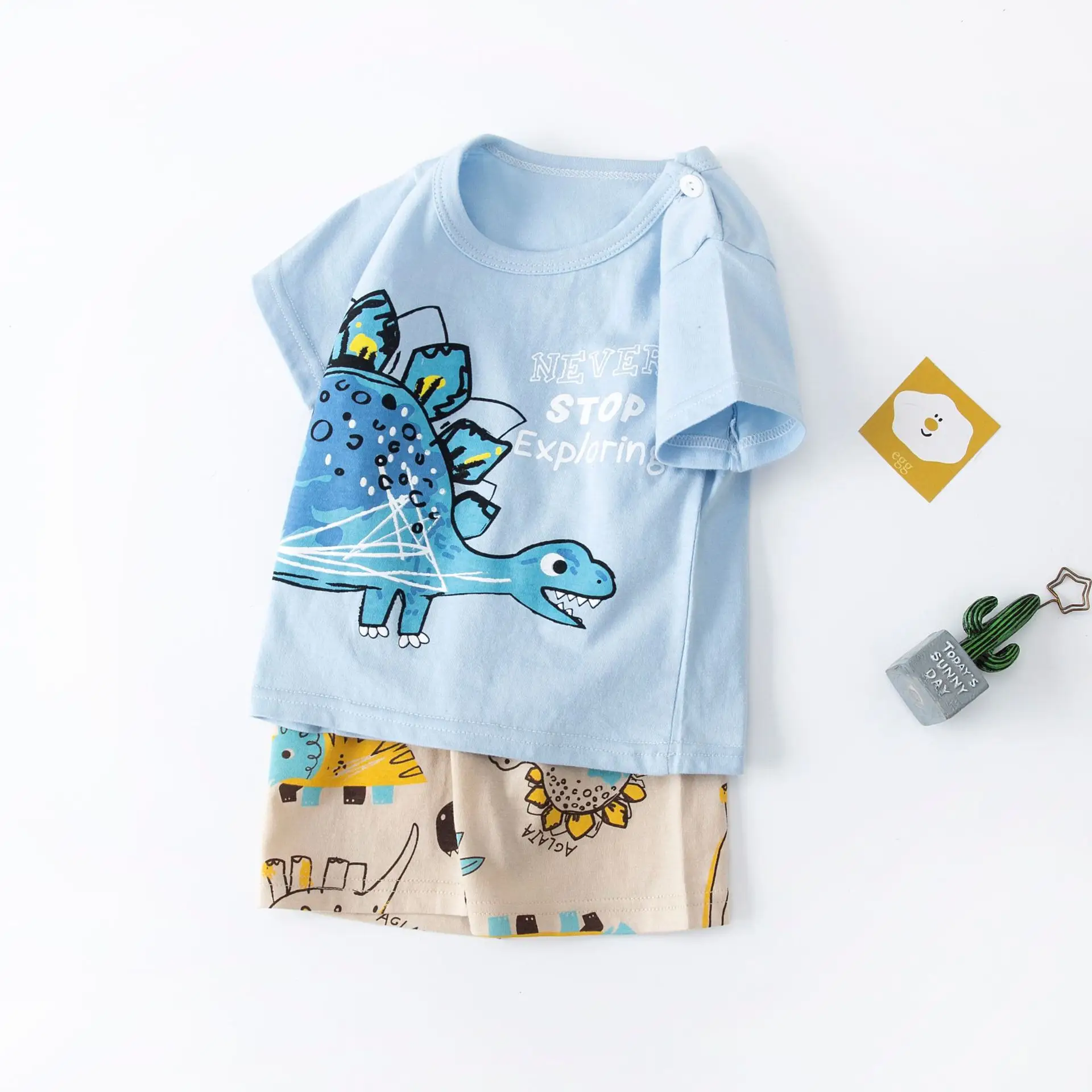 New Summer Boys Cotton Shorts Set with T-Shirt - Image 3