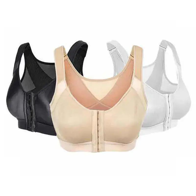 Front Buckle Push Up Sports Bra No Steel Ring Breathable Plus Size - Image 8