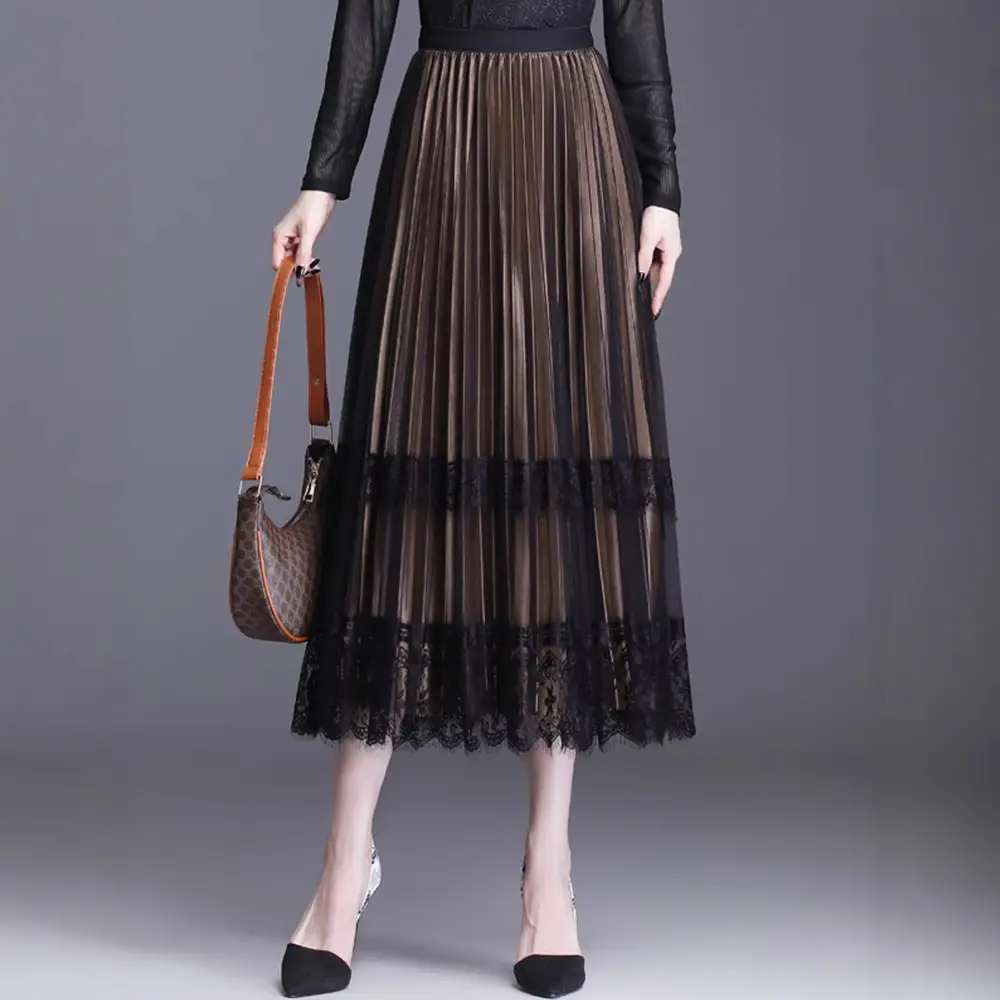 Plus Size Fat Sister Summer Mesh Skirt Long A-Line - Image 9
