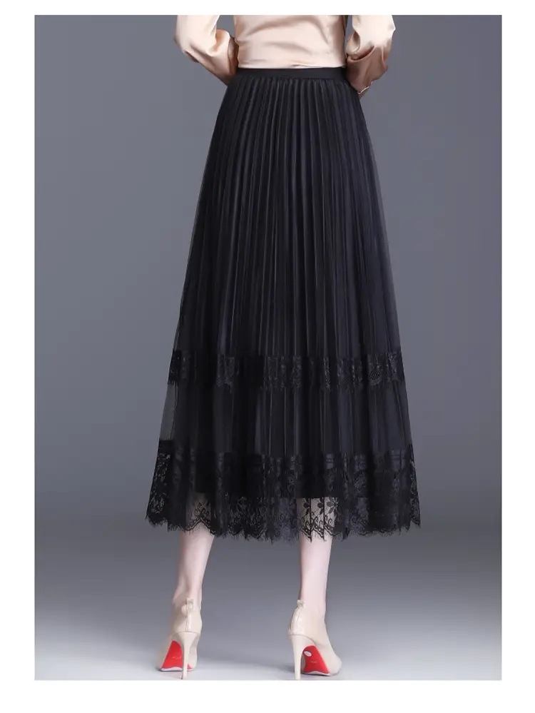Plus Size Fat Sister Summer Mesh Skirt Long A-Line — feature 15