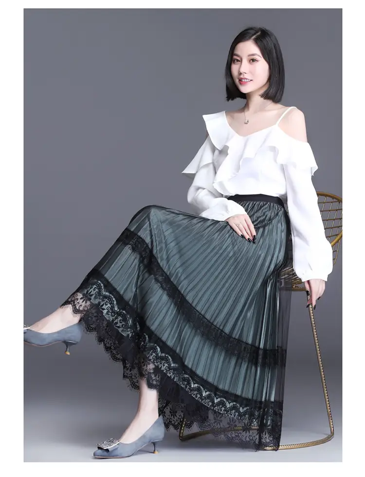 Plus Size Fat Sister Summer Mesh Skirt Long A-Line — feature 19