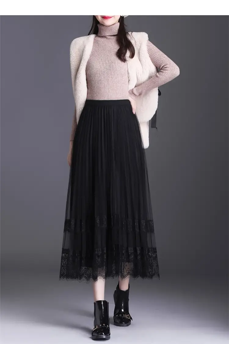 Plus Size Fat Sister Summer Mesh Skirt Long A-Line — feature 2