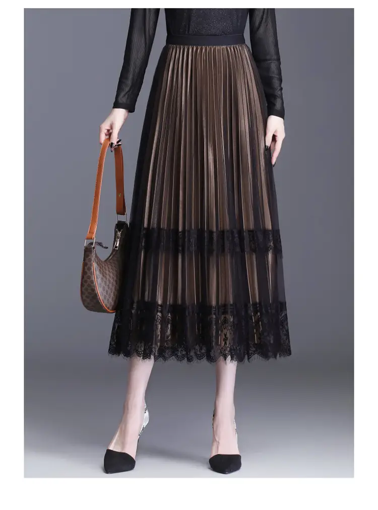 Plus Size Fat Sister Summer Mesh Skirt Long A-Line — feature 23