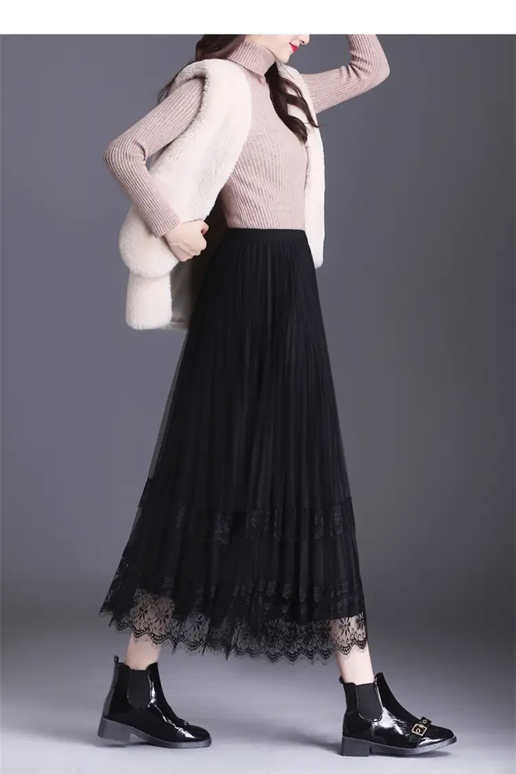 Plus Size Fat Sister Summer Mesh Skirt Long A-Line — feature 3