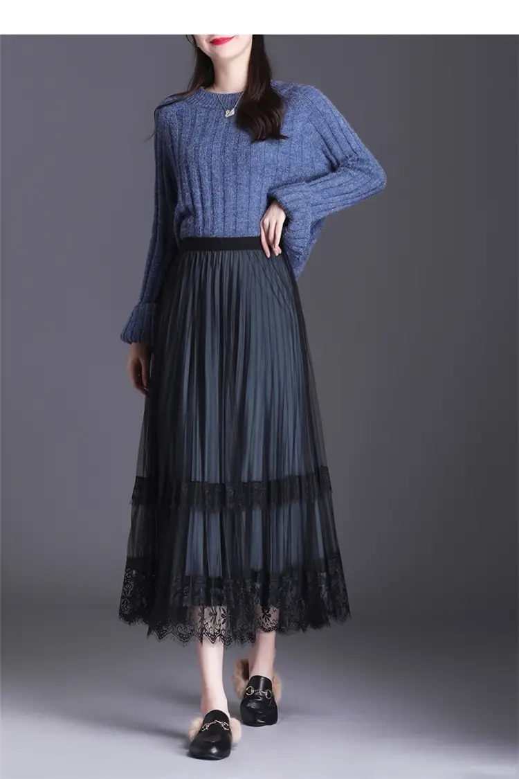 Plus Size Fat Sister Summer Mesh Skirt Long A-Line — feature 4