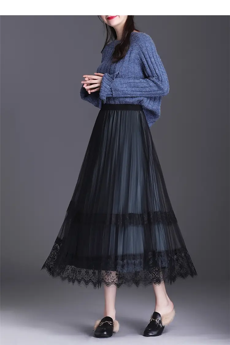 Plus Size Fat Sister Summer Mesh Skirt Long A-Line — feature 5