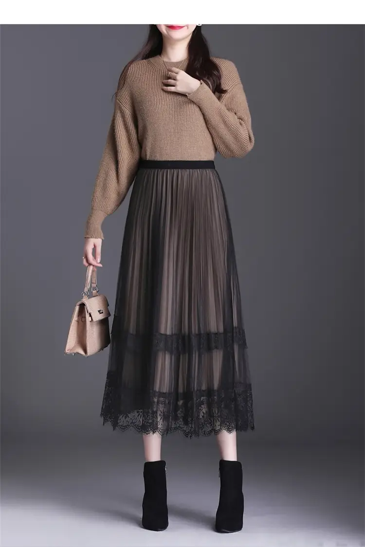 Plus Size Fat Sister Summer Mesh Skirt Long A-Line — feature 6