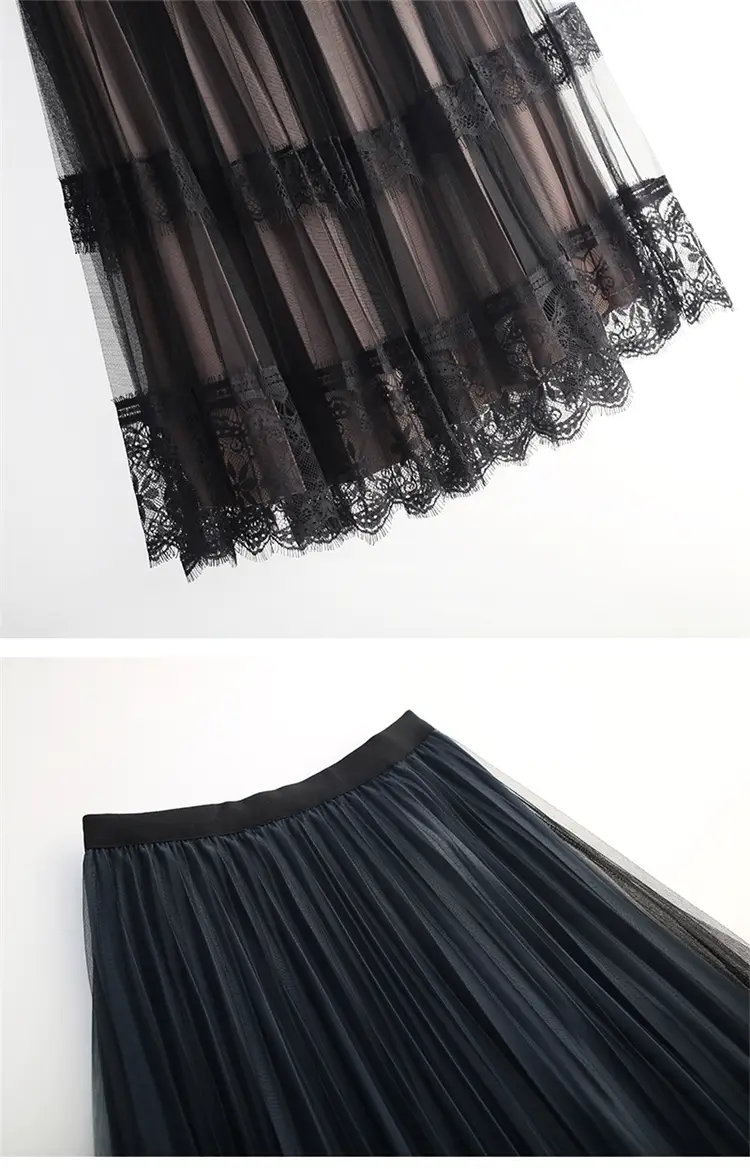 Plus Size Fat Sister Summer Mesh Skirt Long A-Line — feature 8
