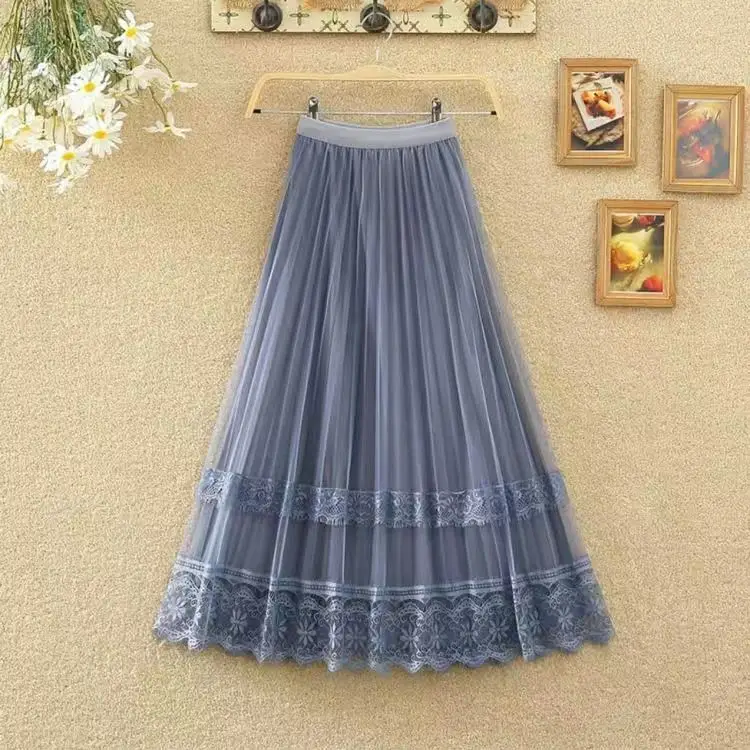 Plus Size Fat Sister Summer Mesh Skirt Long A-Line - Image 3