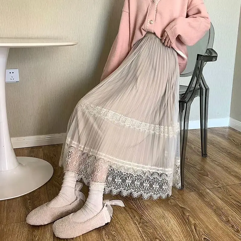 Plus Size Fat Sister Summer Mesh Skirt Long A-Line - Image 4