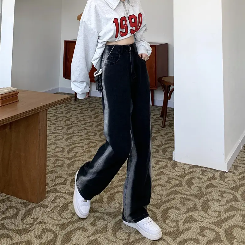 Women Gradient Jeans Spring New Small High Waist Loose Slimming - Image 4