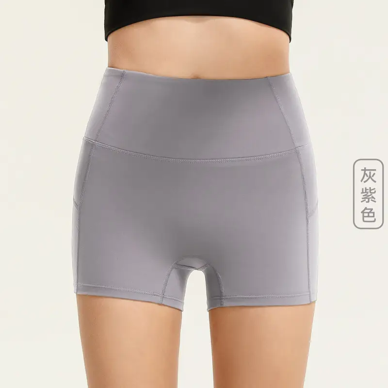 2022 Solid Color High Waist Sports Shorts - Image 4