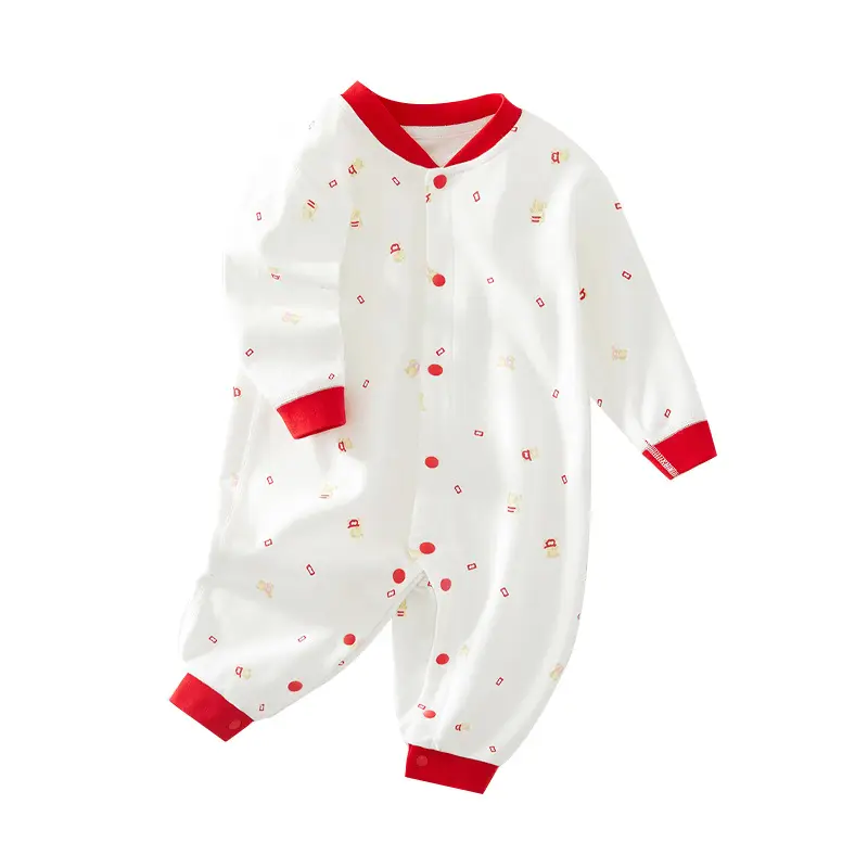 Baby Cotton Long Sleeve Suit White Red - Image 6