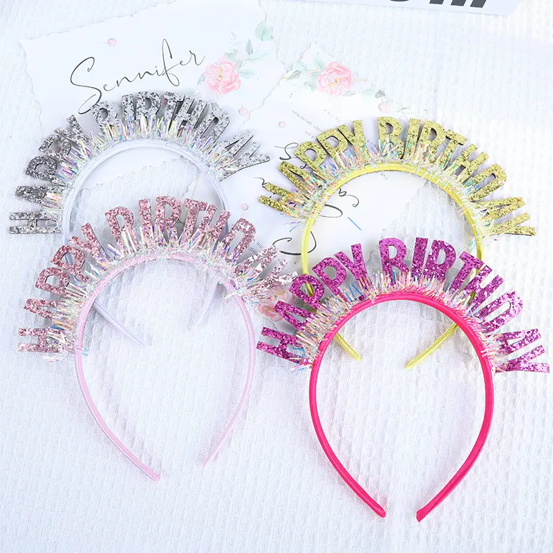 Happy Birthday Laser Sequins Headband with English Letters - Image 7