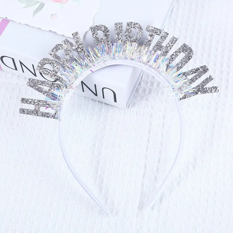 Happy Birthday Laser Sequins Headband with English Letters - Image 8